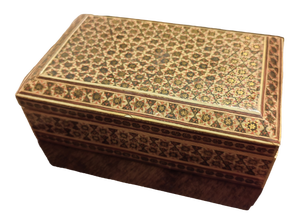Middle Eastern Maple Box with Khatam Kari Decoration, 1920s