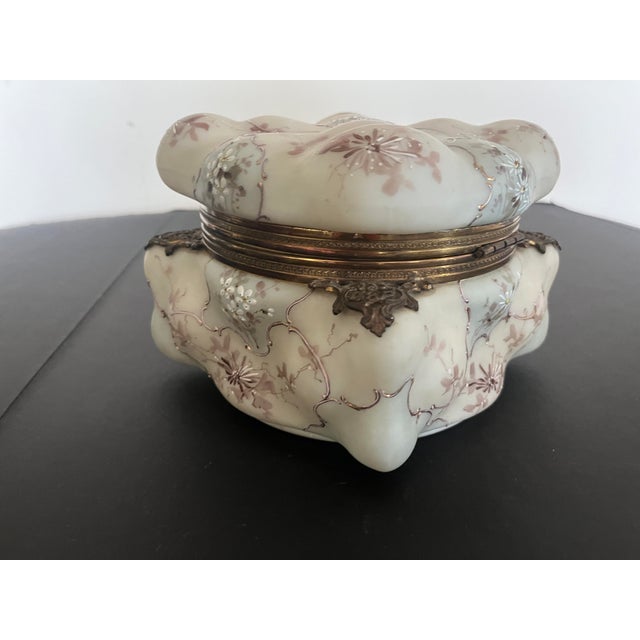 Metal Large Antique Wavecrest Dresser Box Floral For Sale - Image 7 of 8