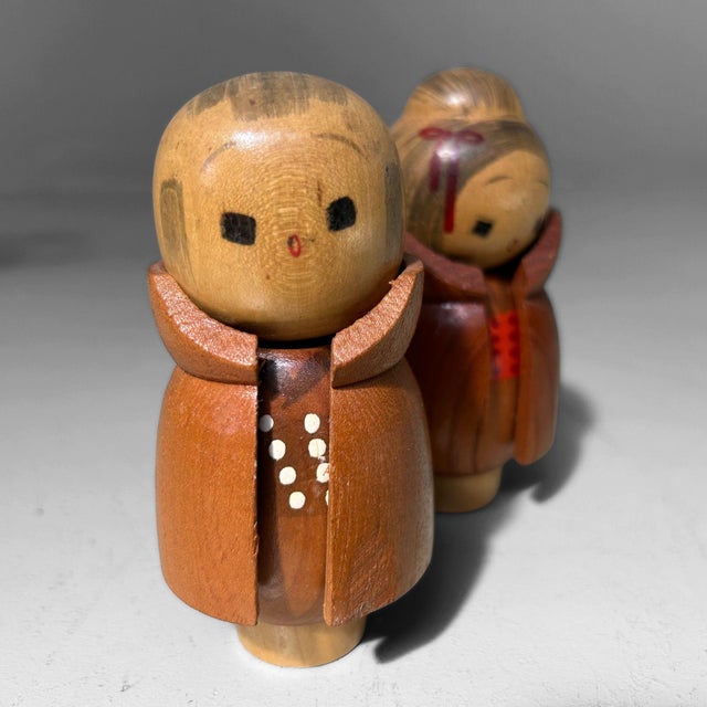 Vintage Kawaii Kokeshi Dolls, Japan, 1970s, Set of 2 For Sale - Image 3 of 7