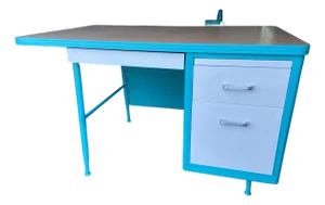 Vintage Mid Century Modern Teachers Metal Tanker Desk