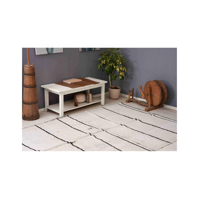Striped Vintage Modern Hemp Kilim Rug - 6`0″ X 12`6″ Ft. For Sale - Image 4 of 6