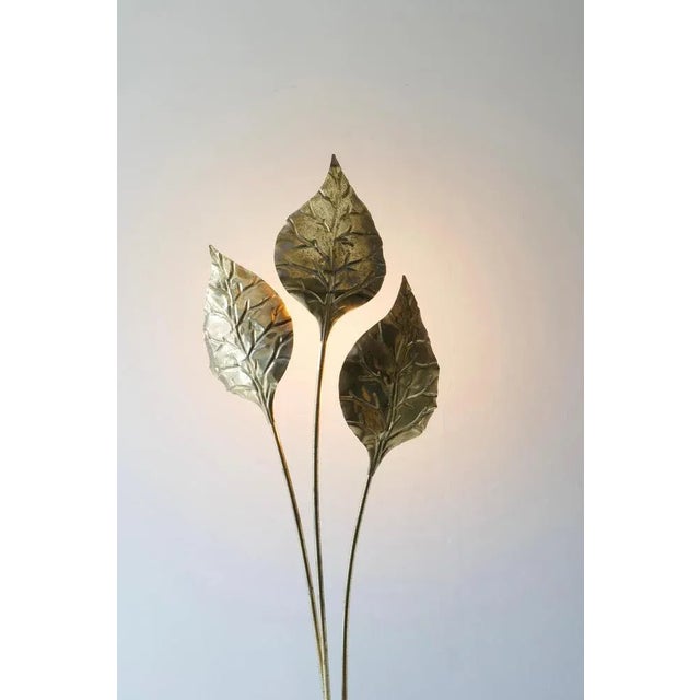 Italian Leaf Shaped Floor Lamp in Brass with Three Lights, 1970s For Sale - Image 9 of 11