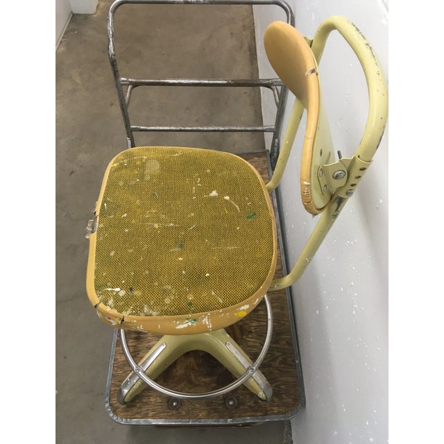 Metal Globe Industrial Tanker Style Drafting Stool for Reupholstery For Sale - Image 7 of 13