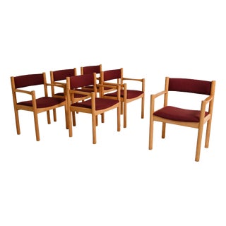 Beech Chairs with Armrests from Sorø Stolefabrik, Denmark, 1960s, Set of 6 For Sale