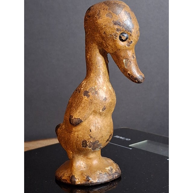 Metal Antique Cast Iron Standing Duck Paperweight Attributed to Hubley C. 1920s Original Paint For Sale - Image 7 of 14