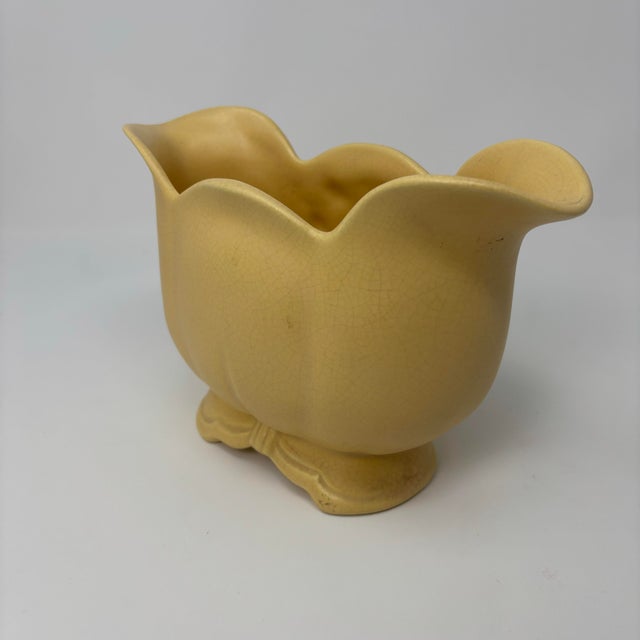 Weller Pottery Vintage Weller Pottery Lily of the Valley Yellow Planter Vase B-5 Art Pottery For Sale - Image 4 of 9