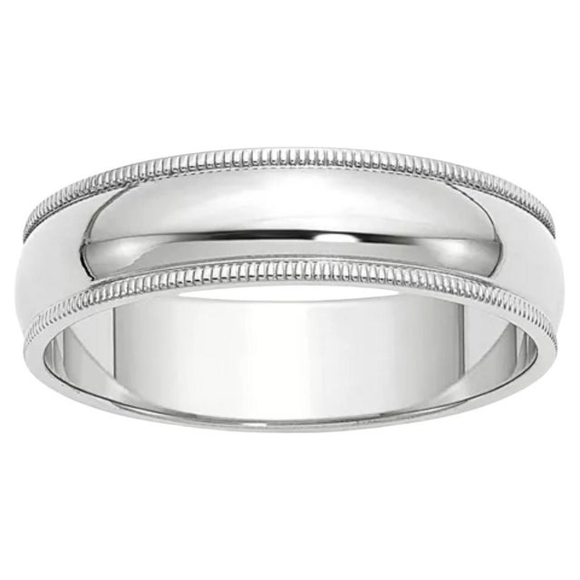 6MM WIDE MILGRAIN EDGE Platinum Plain Wedding Band Ring 8.8 Grams, COMFORT FIT For Sale - Image 15 of 18