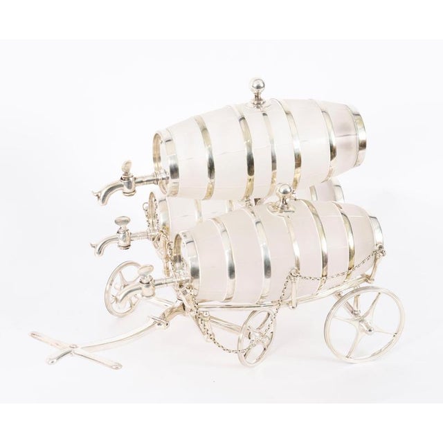 Antique Silver Plated Frosted Crystal Barrel Dispensers and Tot Pails, 1800s, Set of 6 For Sale - Image 14 of 16