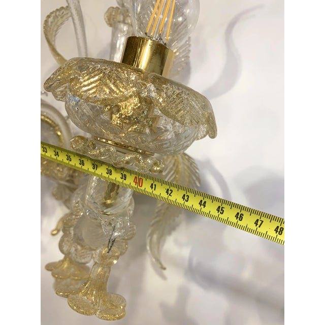 Metal Contemporary Floral Transparent-Gold "Ca' Rezzonico" Murano Glass Wall Sconce For Sale - Image 7 of 10