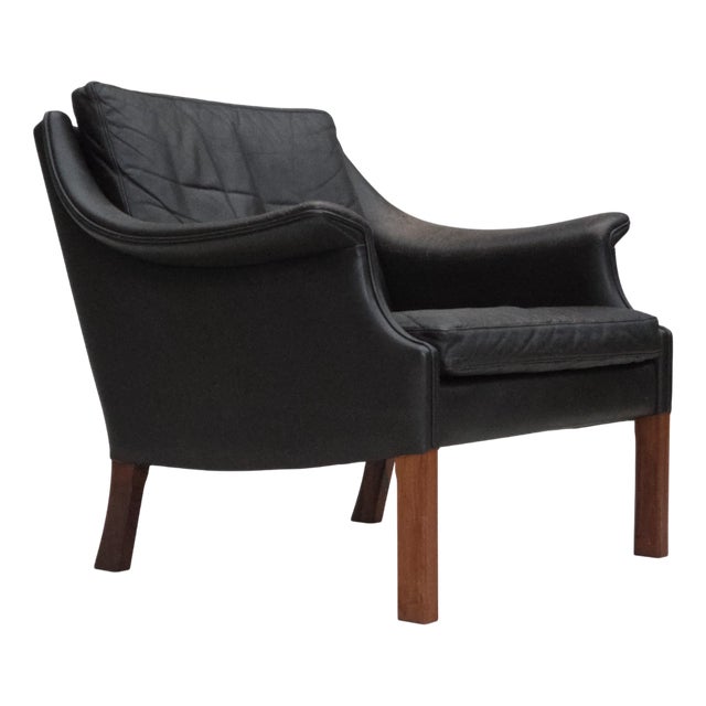 Vintage Danish Chair in Leather and Teak by Aage Christensen for Erhardsen & Andersen, 1970s For Sale