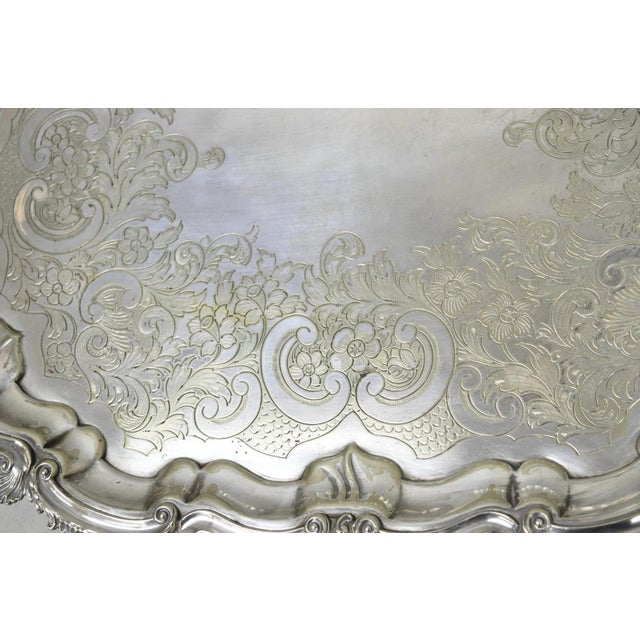 Antique Gorham English Victorian Silver Plated Scalloped Serving Platter Tray For Sale - Image 13 of 18