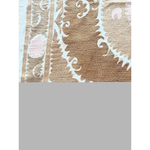Decorative Vintage Neutral Tan Suzani From Uzbekistan For Sale - Image 4 of 9
