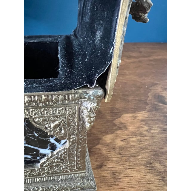 Early 1900s Ornate Baroque Bronze & Marble Casket For Sale - Image 10 of 18