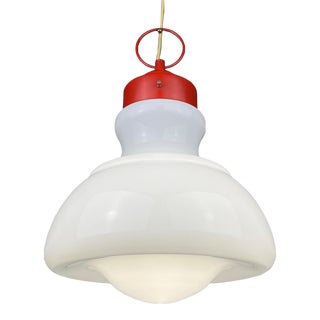 1960s Mid-Century Opaline White Glass Hanging Lamp Italy For Sale