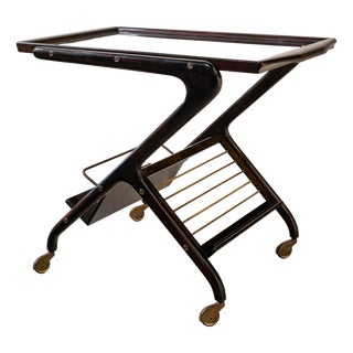 Italian Service Trolley with Magazine Rack, 1950s For Sale
