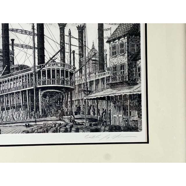 1980s 1980s Framed Etching “Steamboat Robert E. Lee” by Alan Jay Gaines For Sale - Image 5 of 8
