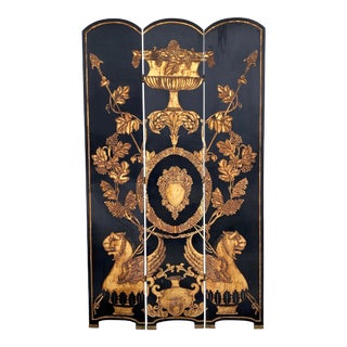 Mid 20th Century Coromandel Black and Gold Room Divider For Sale