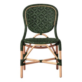 Portofino Rattan Bistro Side Chairs, Olive For Sale