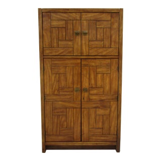 Late 20th Century Drexel Woodbriar Lighted Bar Cabinet For Sale