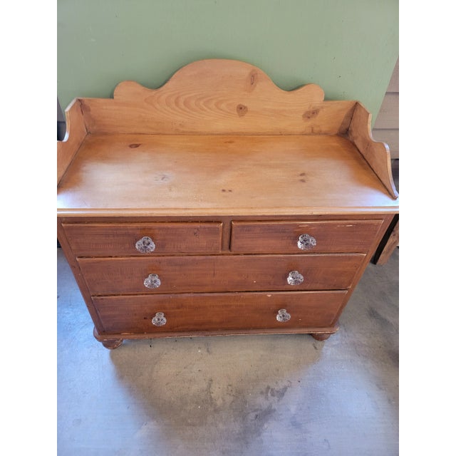 Antique Pine Two Drawers Over Two Drawers - Chest of Drawers With Gallery Back - From England We found this chest of...
