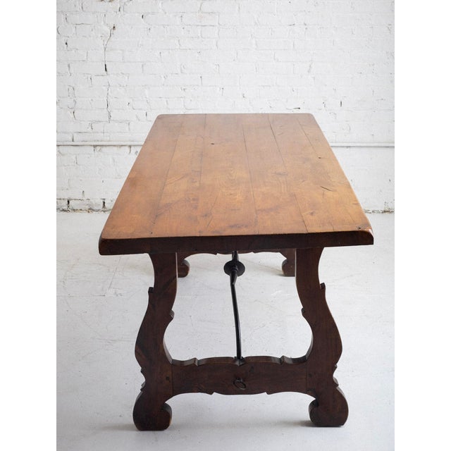 Spanish Rustic Wood Trestle Dining Table For Sale - Image 4 of 13