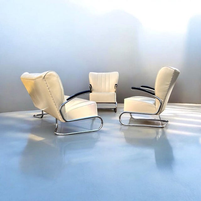 Bauhaus CS Series Sofa and Lounge Chairs in Tubular Steel from Mauser Werke Waldeck, Germany, 1958, Set of 3 For Sale - Image 5 of 18