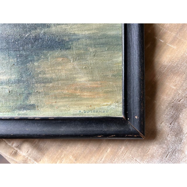 Green Mid Century Maritime Painting For Sale - Image 8 of 8