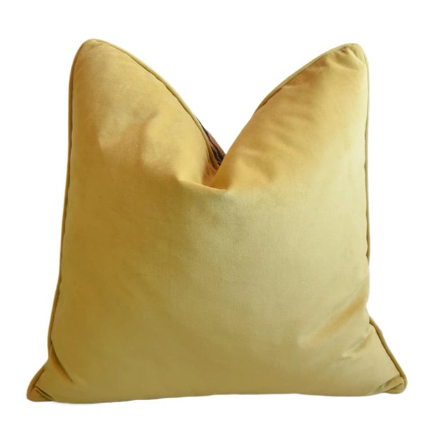 Designer Tiger Cat Velvet Feather/Down Pillow24” Square For Sale - Image 4 of 5
