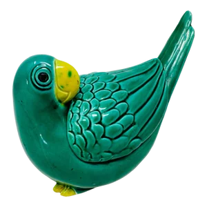 Vintage Fitz and Floyd Green Parrot Catchall With Lid Made in Japan