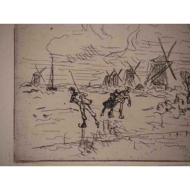 Johan-barthold jongkind (1819-1891) batavia: mills in holland, 1869 original etching signed in the plate on vellum 26 x 36...