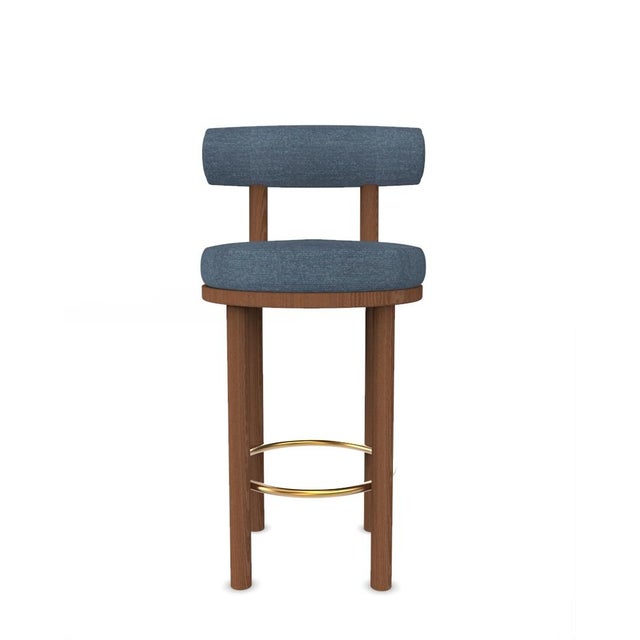 Collector Modern Moca Bar Chair in Tricot Seafoam Fabric and Smoked Oak by Studio Rig For Sale - Image 6 of 6