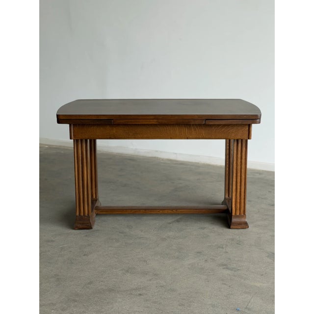 1940s Oak Draw Leaf Table For Sale - Image 10 of 11