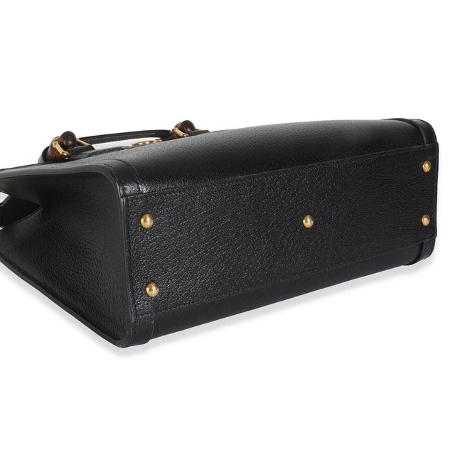 Animal Skin Black Dusty Grey Textured Dollar Calfskin Web Small Diana Tote For Sale - Image 7 of 9
