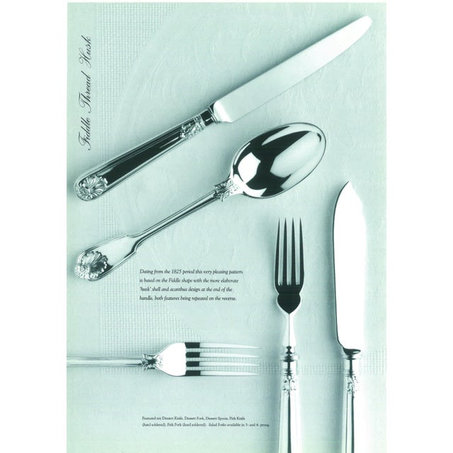 1990's Sterling Silver 5-Piece Flatware Place-Setting Fiddle Thread & Shell Hand-Forged by C. J. Vander For Sale - Image 11 of 12