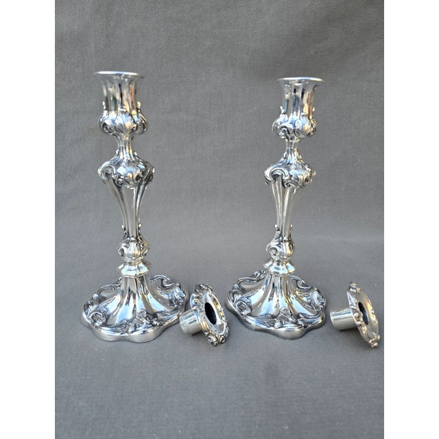 Victorian Silverplated Candlesticks- Set of 2 For Sale - Image 4 of 9