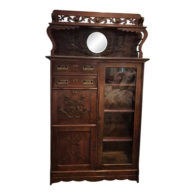 Late 18th Century Victorian American Side-by-Side Display and Secretary Cabinet For Sale