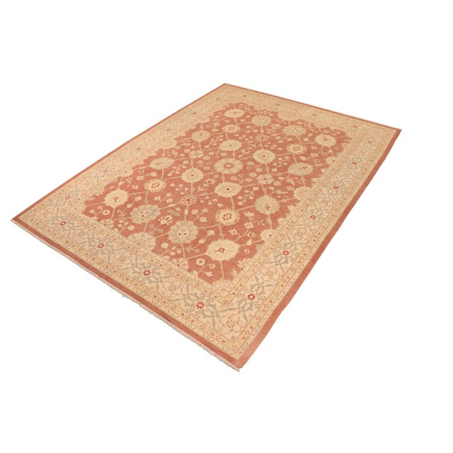 Shabby Chic Bohemien Ziegler Brown Tan Hand-Knotted Wool Rug - 10'5'' X 13'8'' For Sale - Image 3 of 8