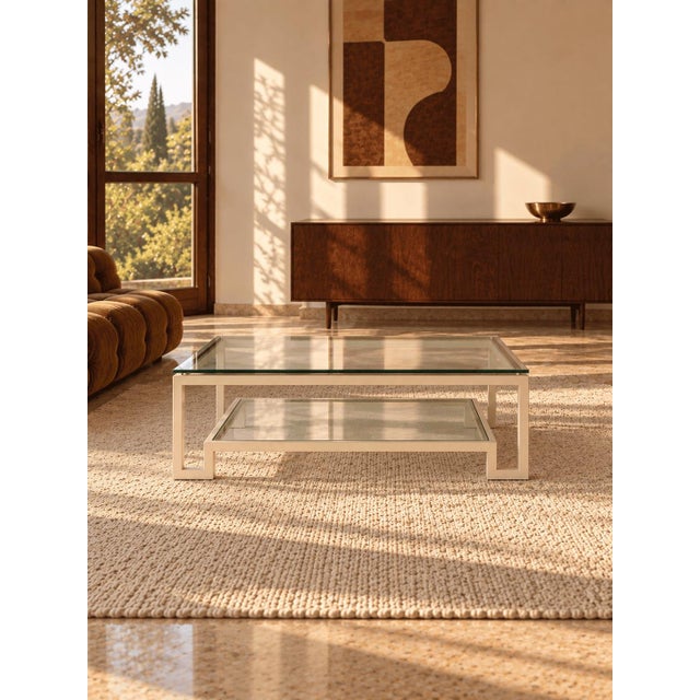 Mid-Century Modern Coffee Table in Crystal with Briar and Brass, 1970s For Sale - Image 3 of 7