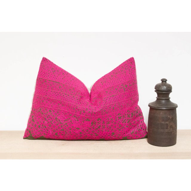 Textile Murni Embroidered Floral Pillow For Sale - Image 7 of 7