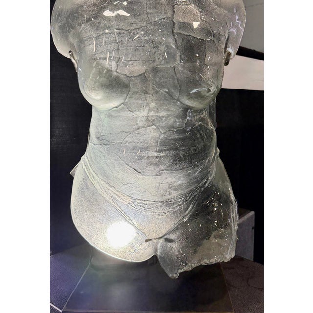 Figurative Glass Female Torso Sculpture Dated 1989 For Sale - Image 3 of 9