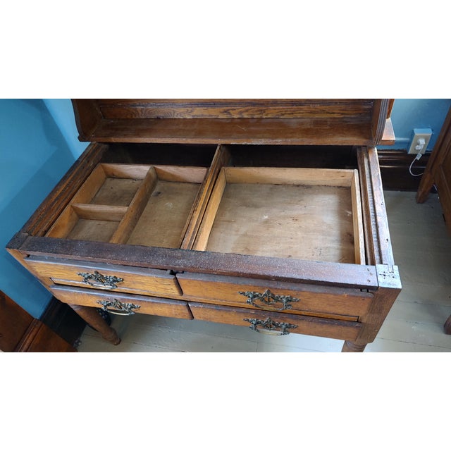Wood 19th Century Marble Top Possum Belly Copper Lined Bins Kitchen Bakers Cabinet For Sale - Image 7 of 18