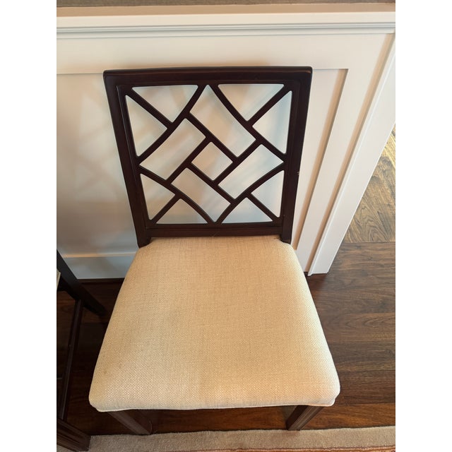 Chippendale 1960s Chinese Chippendale Cockpen Dining Chairs, New Upholstery — Set of 6 For Sale - Image 3 of 6