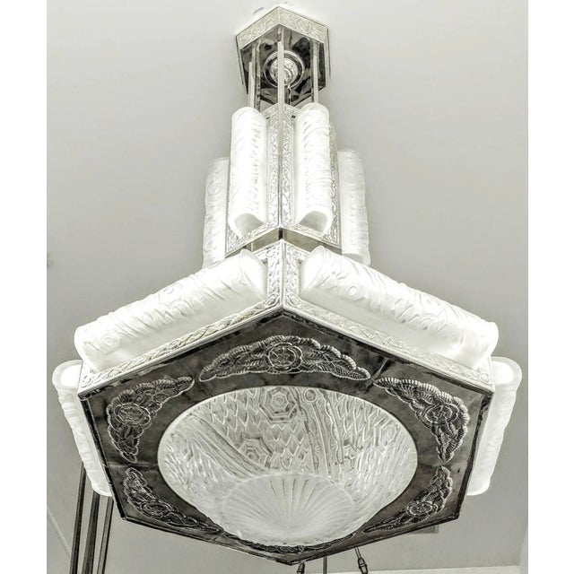 Charles Schneider French Art Deco Chandelier by Schneider For Sale - Image 4 of 11