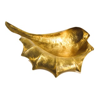 Vintage Brass Bowl in the Shape of a Large Leaf, Italy, circa 1950 For Sale