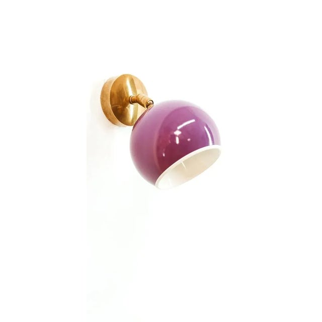 Metal Adjustable Sconce with Purple Metal Dome For Sale - Image 7 of 7