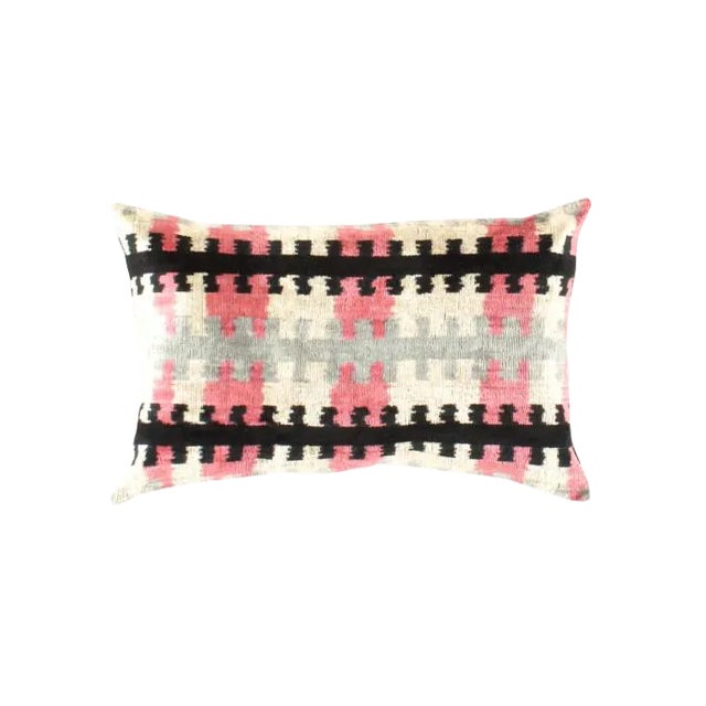 Pasargad Turkish Multi Color Silk Ikat Pillow (Ti 166) - 24" X 16" For Sale