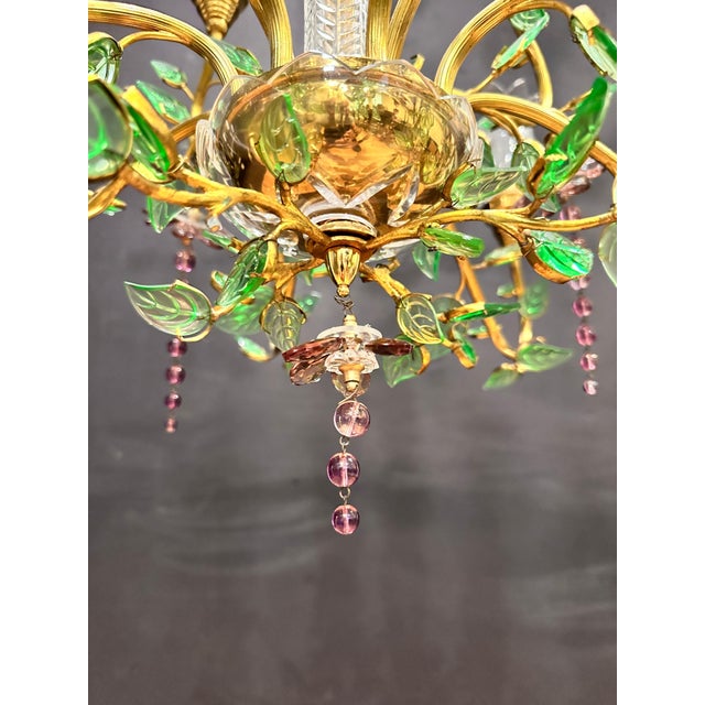 1970s Maison Baguès Style Gilt Bronze And Cut Glass Chandelier For Sale - Image 9 of 10