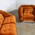 Late 20th Century Modern to Postmodern Low-Slung Loveseat & Chair Set Burnt Orange Velvet & Aluminum Detail For Sale - Image 9 of 18