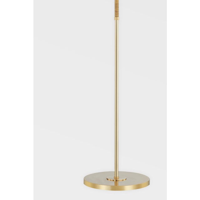 Transitional Hudson Valley Lighting Mark D. Sikes Dorset Brass and Rattan 1-Light Floor Lamp For Sale - Image 3 of 6