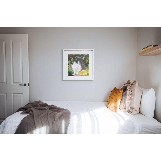 Spring Sale!!! Cat Lover's Special....Original painting from a private collection. A playful paint and pastel drawing of a...